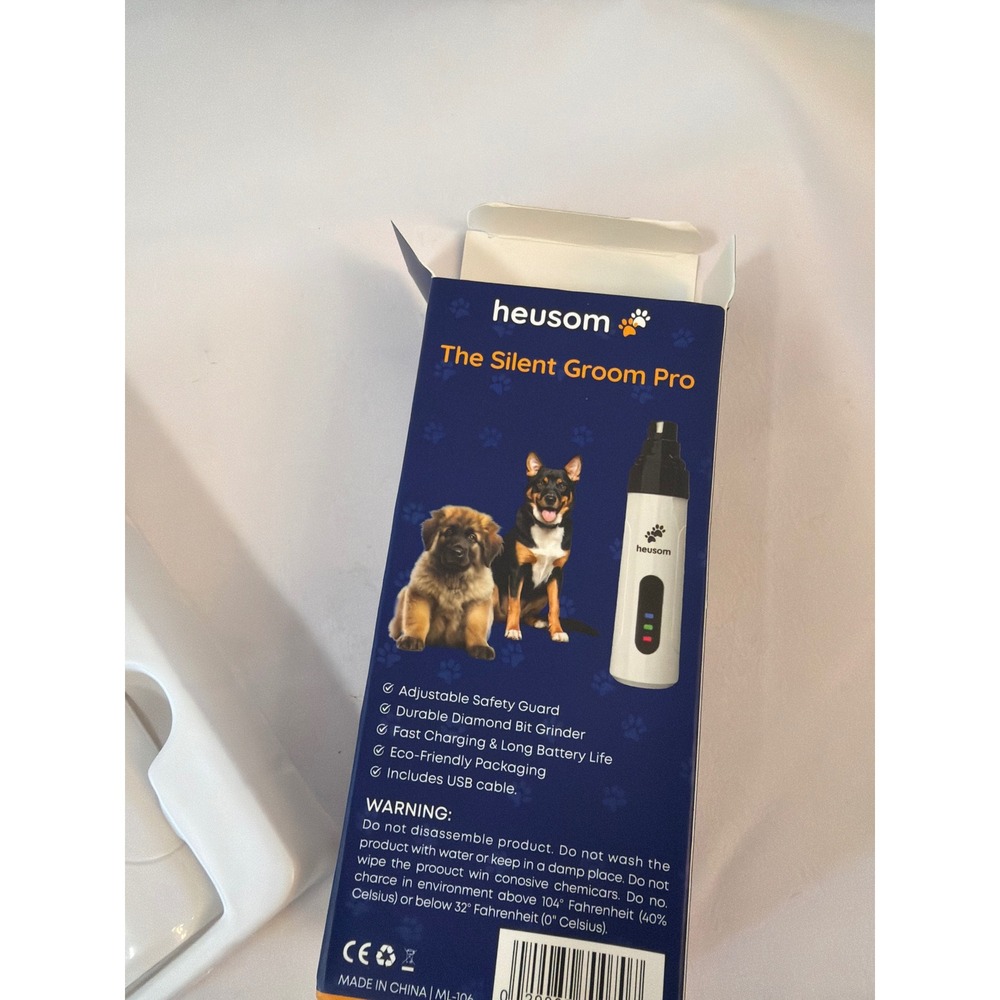 Heusom Silent Groom Pro Electric Dog Nail Grinder Cordless USB Rechargeable - Picture 3 of 4